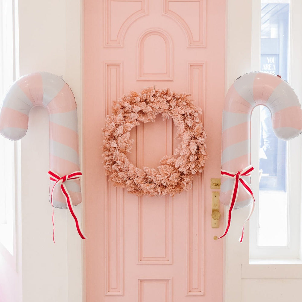 PINK FLOCKED WREATH BY GLITTERVILLE Glitterville Bonjour Fete - Party Supplies