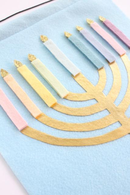 PASTEL FELT MENORAH Ilyssa Minkus Hanukkah Bonjour Fete - Party Supplies