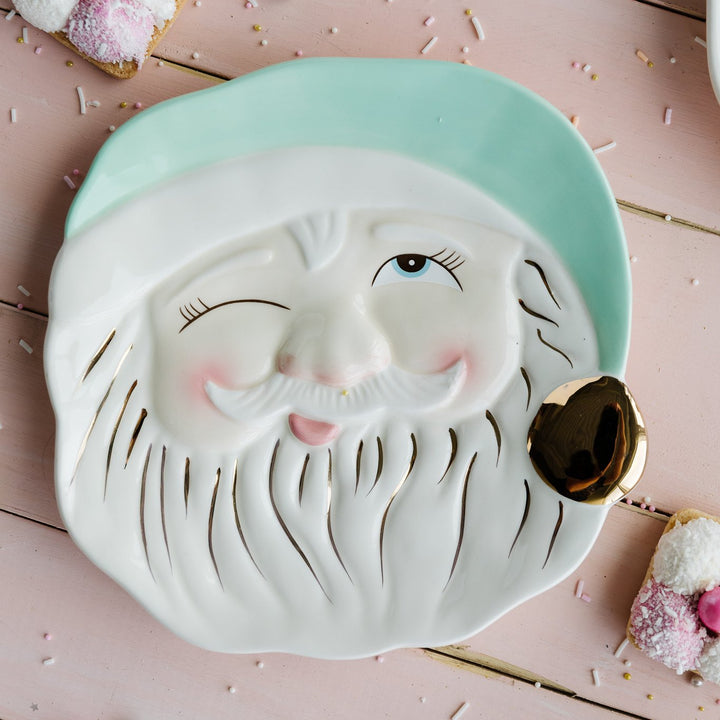 PAPA NOEL SANTA COOKIE PLATE Glitterville Holiday Home & Entertaining Bonjour Fete - Party Supplies