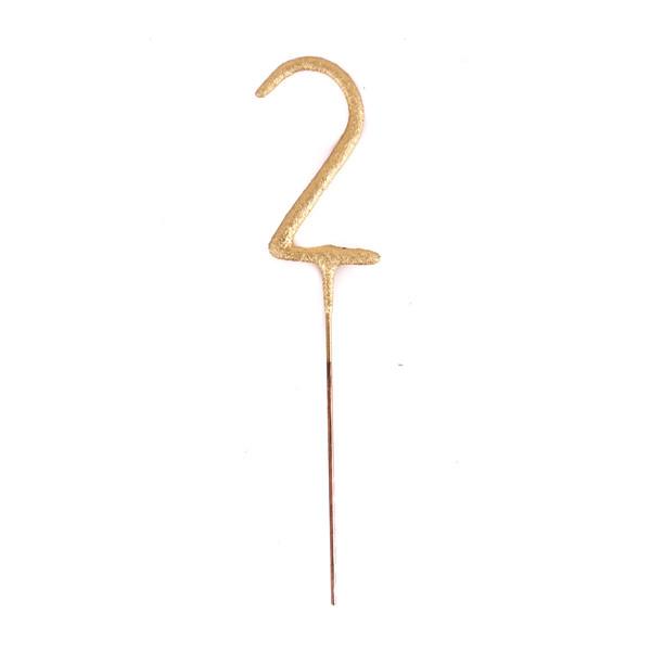 GOLD NUMBER SPARKLERS TOPS MALIBU Sparkler 2 Bonjour Fete - Party Supplies