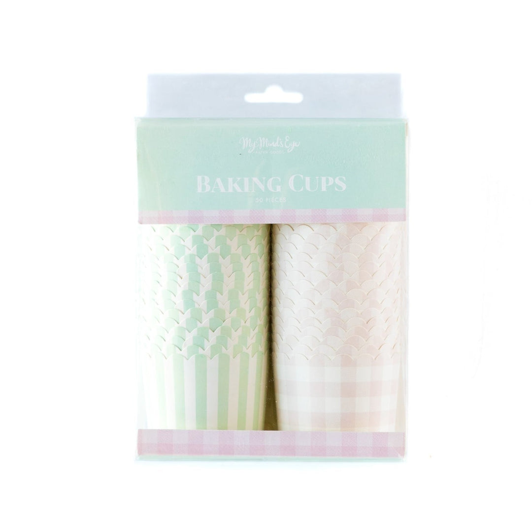 PASTEL GINGHAM BAKING FOOD CUPS My Mind’s Eye Baking Bonjour Fete - Party Supplies