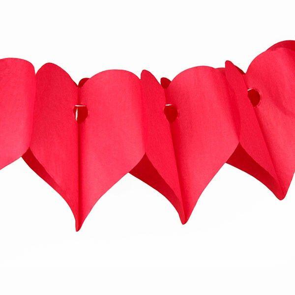 RED HEART TISSUE PAPER GARLAND Devra Party Hanging Decor Bonjour Fete - Party Supplies