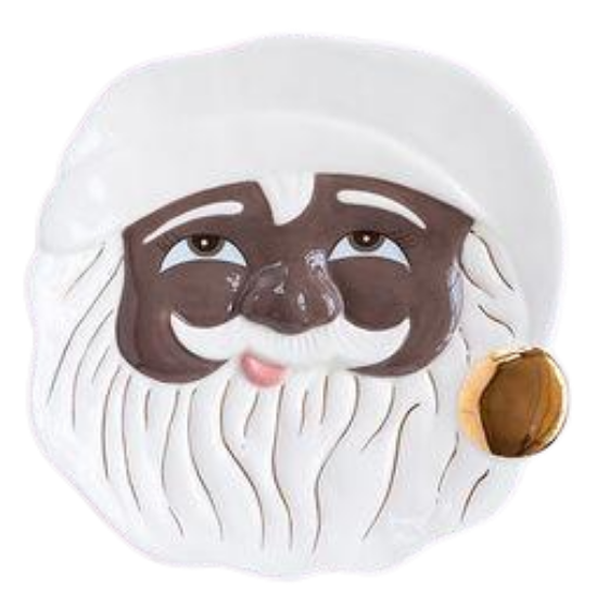 BLACK PAPA NOEL SANTA COOKIE PLATE Glitterville Holiday Home & Entertaining Bonjour Fete - Party Supplies