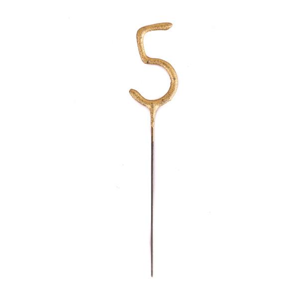 GOLD NUMBER SPARKLERS TOPS MALIBU Sparkler 5 Bonjour Fete - Party Supplies