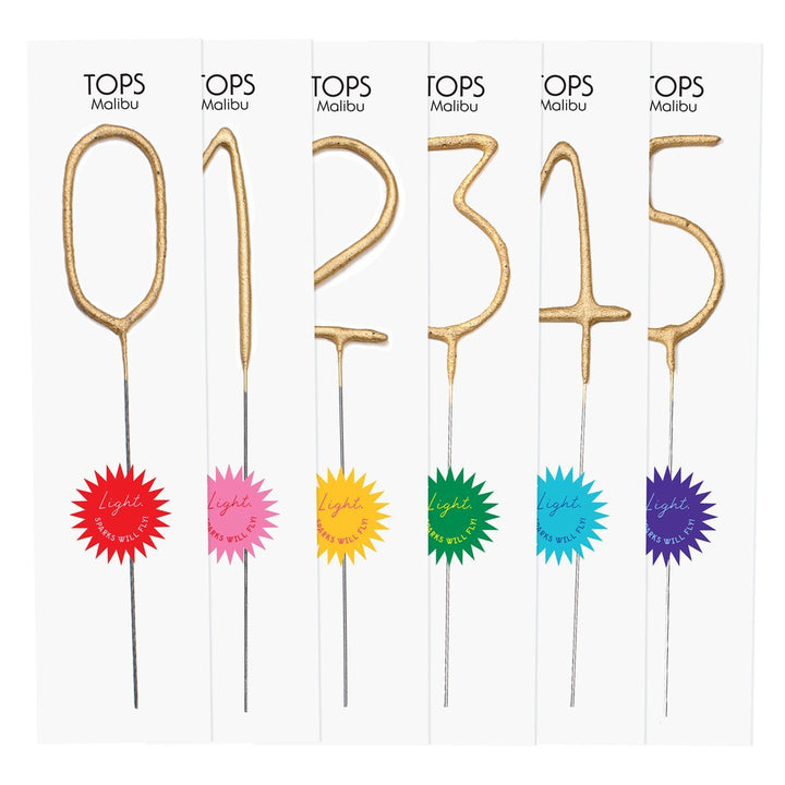 GOLD NUMBER SPARKLERS TOPS MALIBU Sparkler Bonjour Fete - Party Supplies