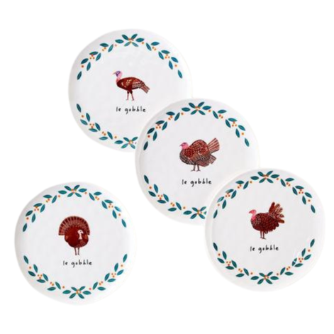 LE GOBBLE MELAMINE TURKEY PLATE One Hundred 80 Degrees Thanksgiving Tableware Bonjour Fete - Party Supplies