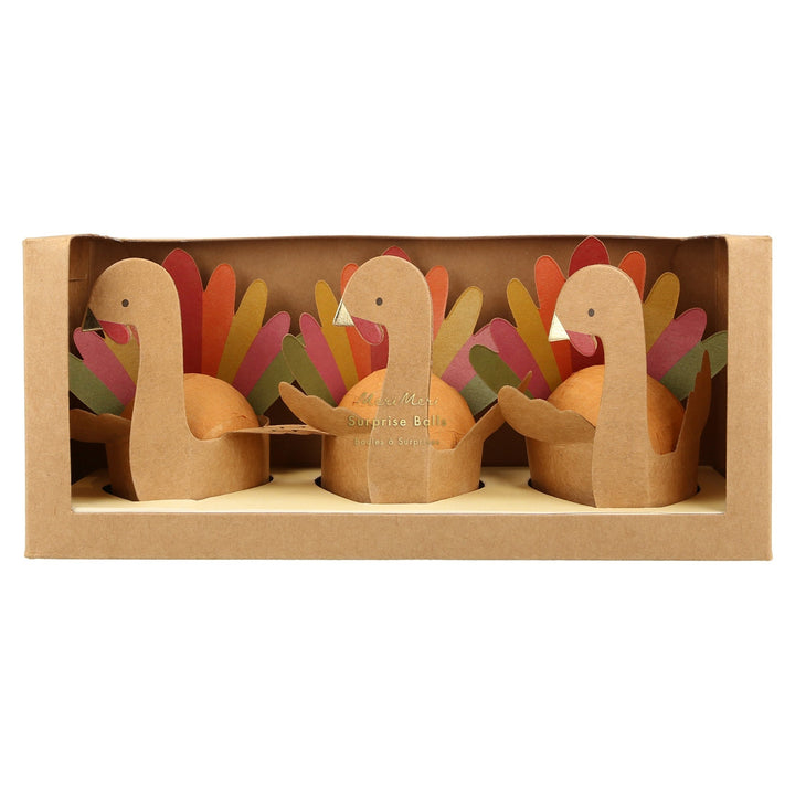 THANKSGIVING TURKEY SURPRISE BALLS Meri Meri Thanksgiving Favors & Crackers Bonjour Fete - Party Supplies